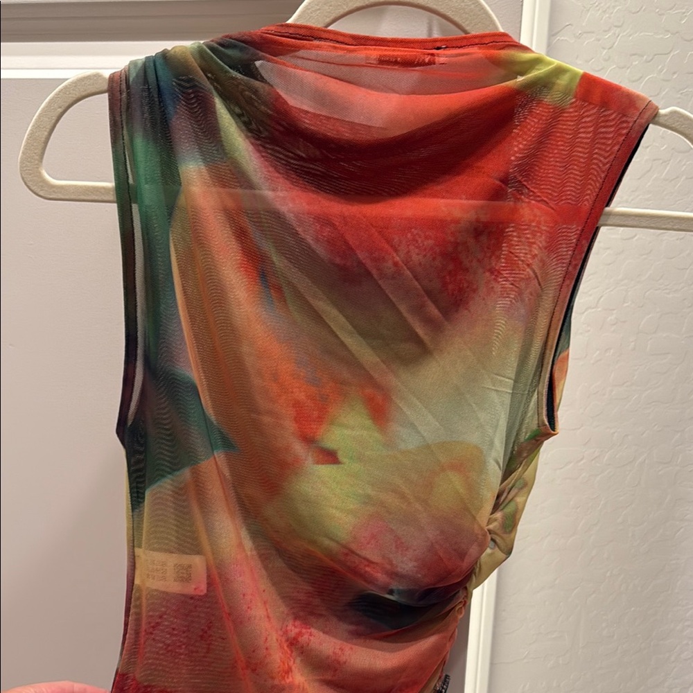 Zara Multicolor Draped Sleeveless Top - Picture 4 of 5